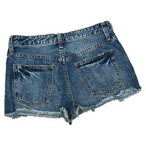Free People Denim Cutoff Shorts 28 High Waist Blue Distressed Boho Vibe Festival